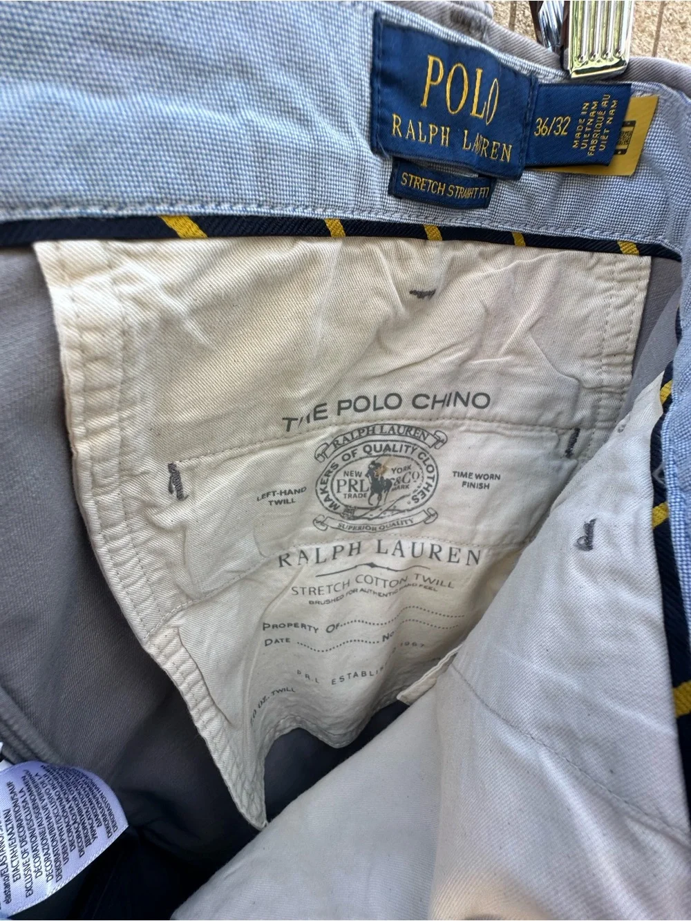 POLO Ralph Lauren Chino Soft Gray Stretch Classic Pants StraightPony Logo Preppy